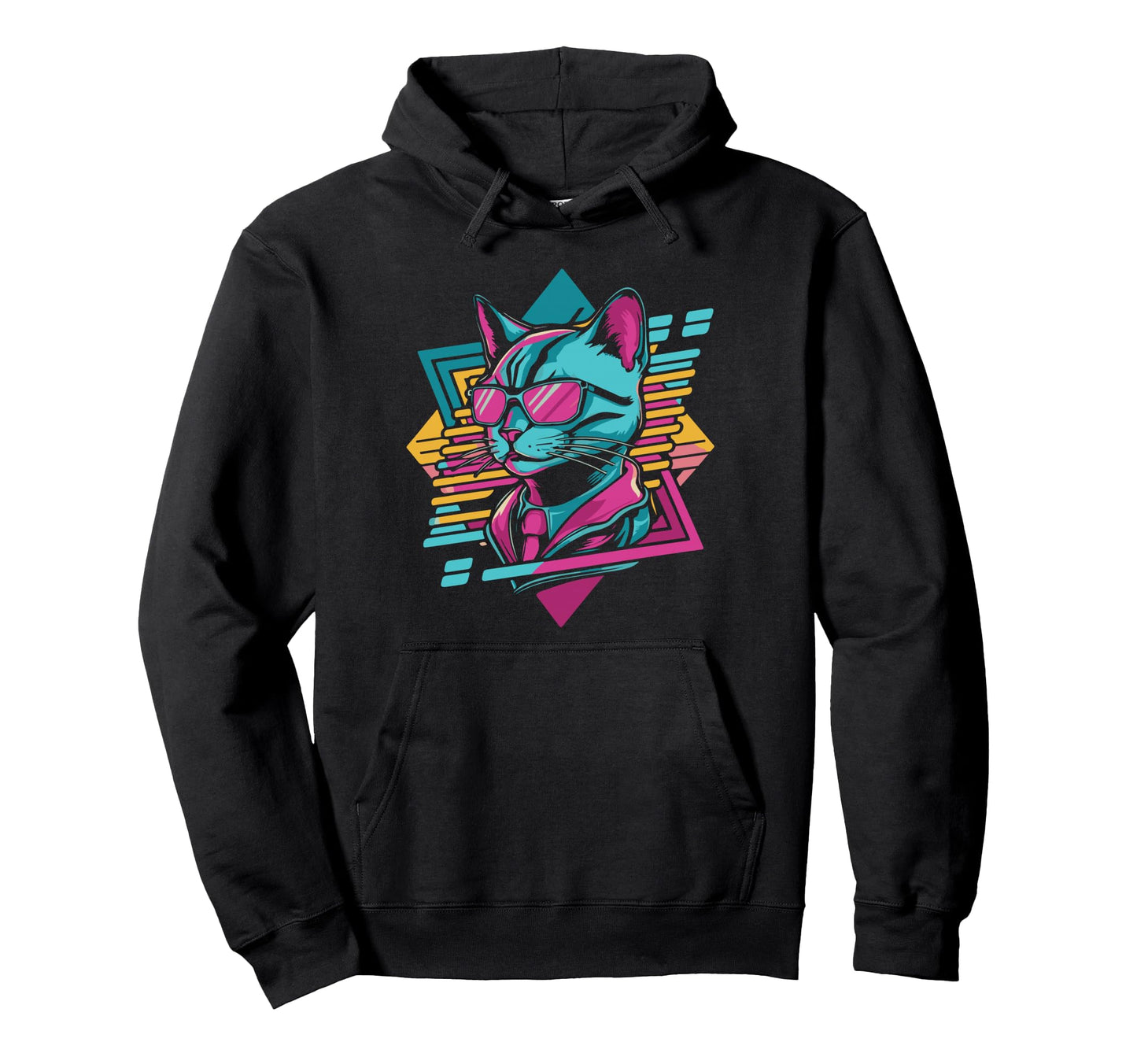 Vaporwave Cat Aesthetic Synthwave Cat Hoodie - Custom Art Print Men Women - T-Shirt, Sweatshirt, Hoodie
