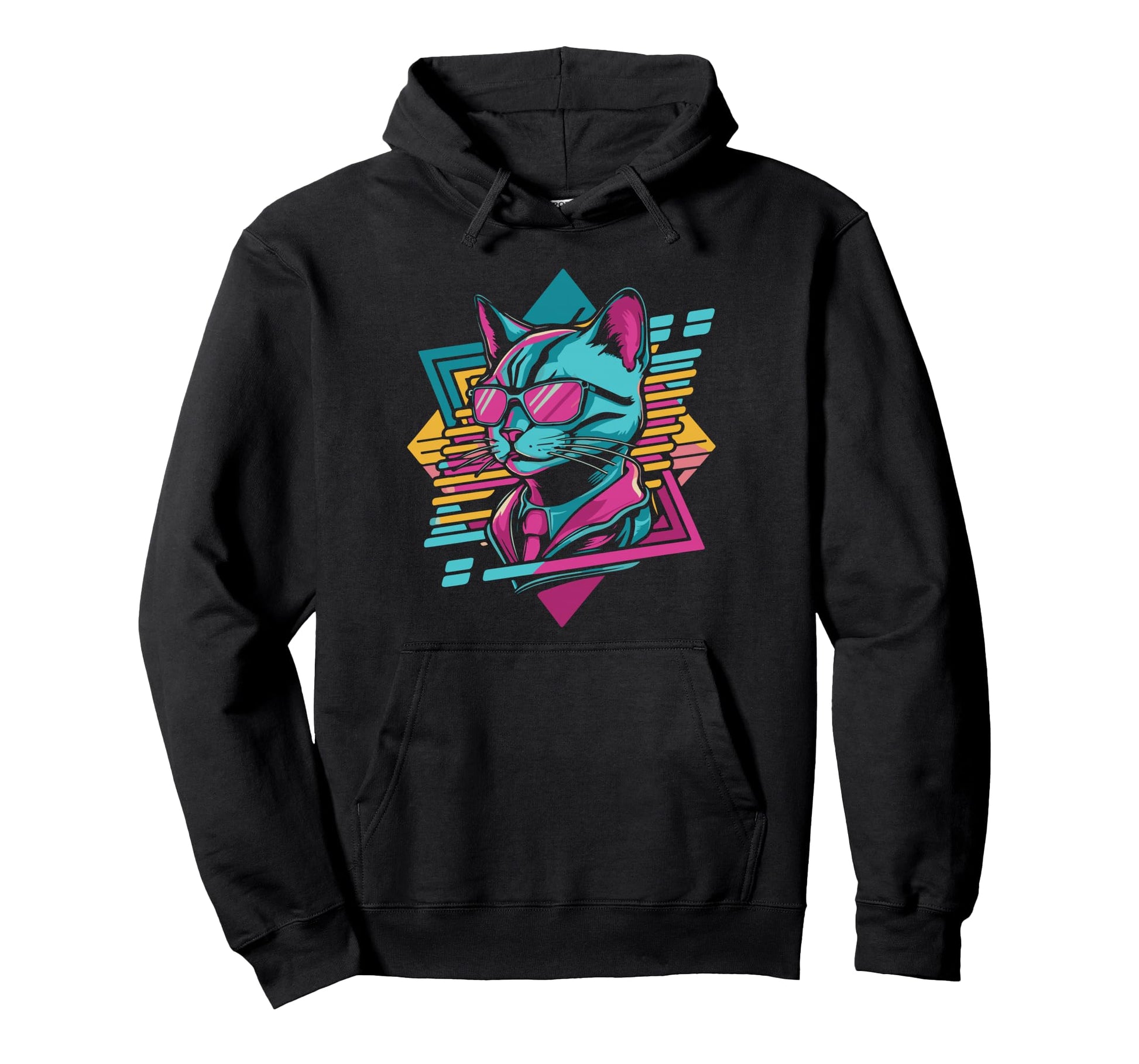 Vaporwave Cat Aesthetic Synthwave Cat Hoodie - Custom Art Print Men Women - T-Shirt, Sweatshirt, Hoodie