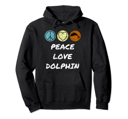 Peace Love Dolphin Dolphin And Animal Hoodie - Trendy Graphic Men Women - T-Shirt, Sweatshirt, Hoodie