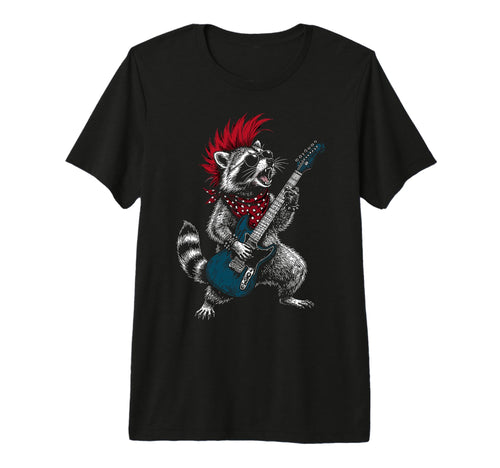 Funny Raccoon Playing Guitar Usa T-Shirt - Casual Everyday Wear Unisex - T-Shirt, Sweatshirt, Hoodie