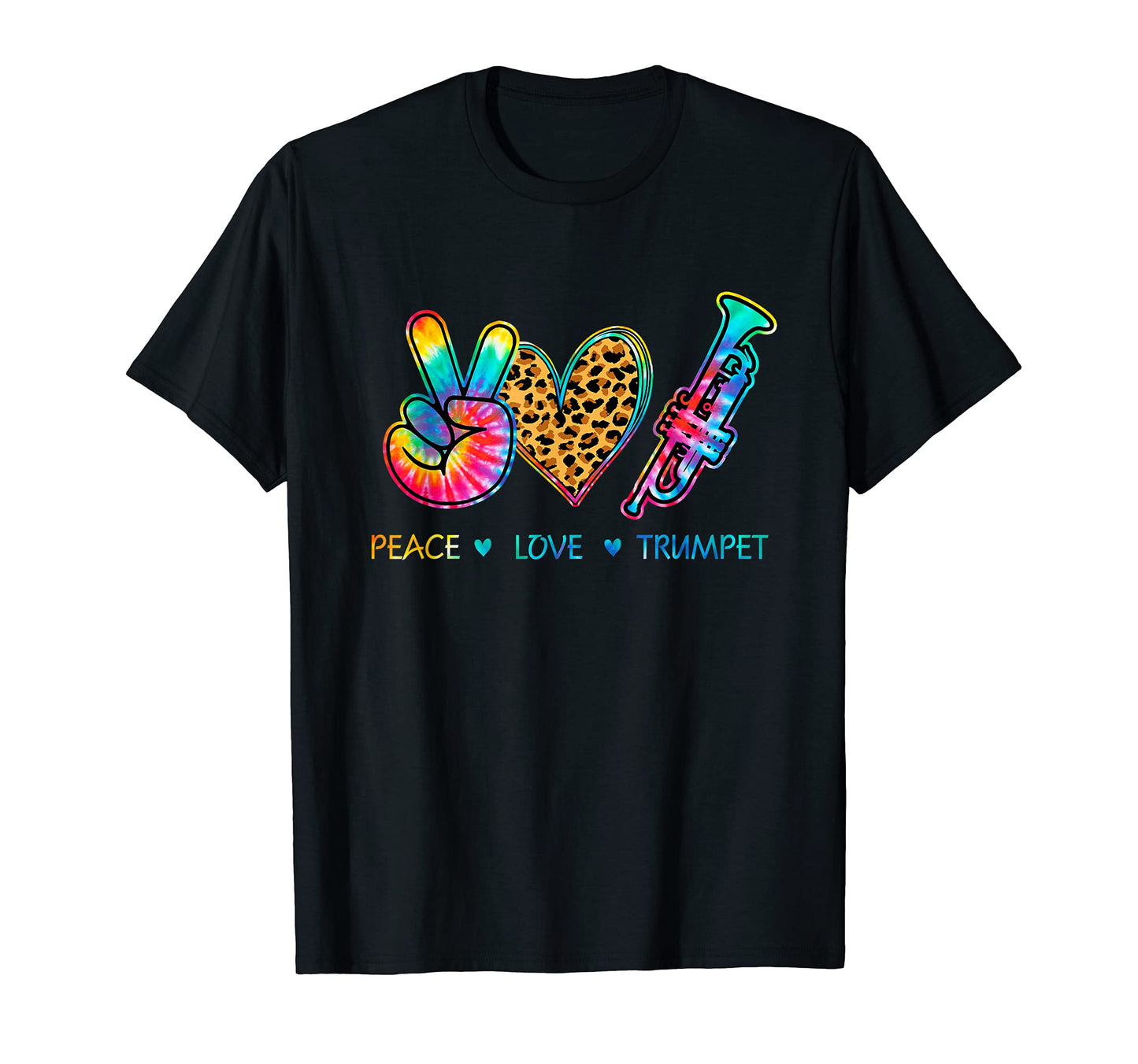 Peace Love Trumpet Tie Dye T-Shirt - Custom Art Print Men Women - T-Shirt, Sweatshirt, Hoodie