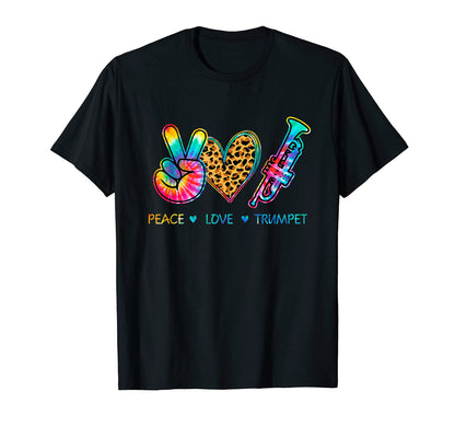 Peace Love Trumpet Tie Dye T-Shirt - Custom Art Print Men Women - T-Shirt, Sweatshirt, Hoodie