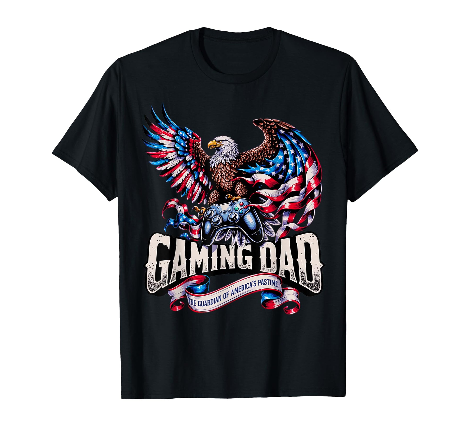 Gaming Dad American Flag Gaming T-Shirt - Custom Art Print for Adults - T-Shirt, Sweatshirt, Hoodie