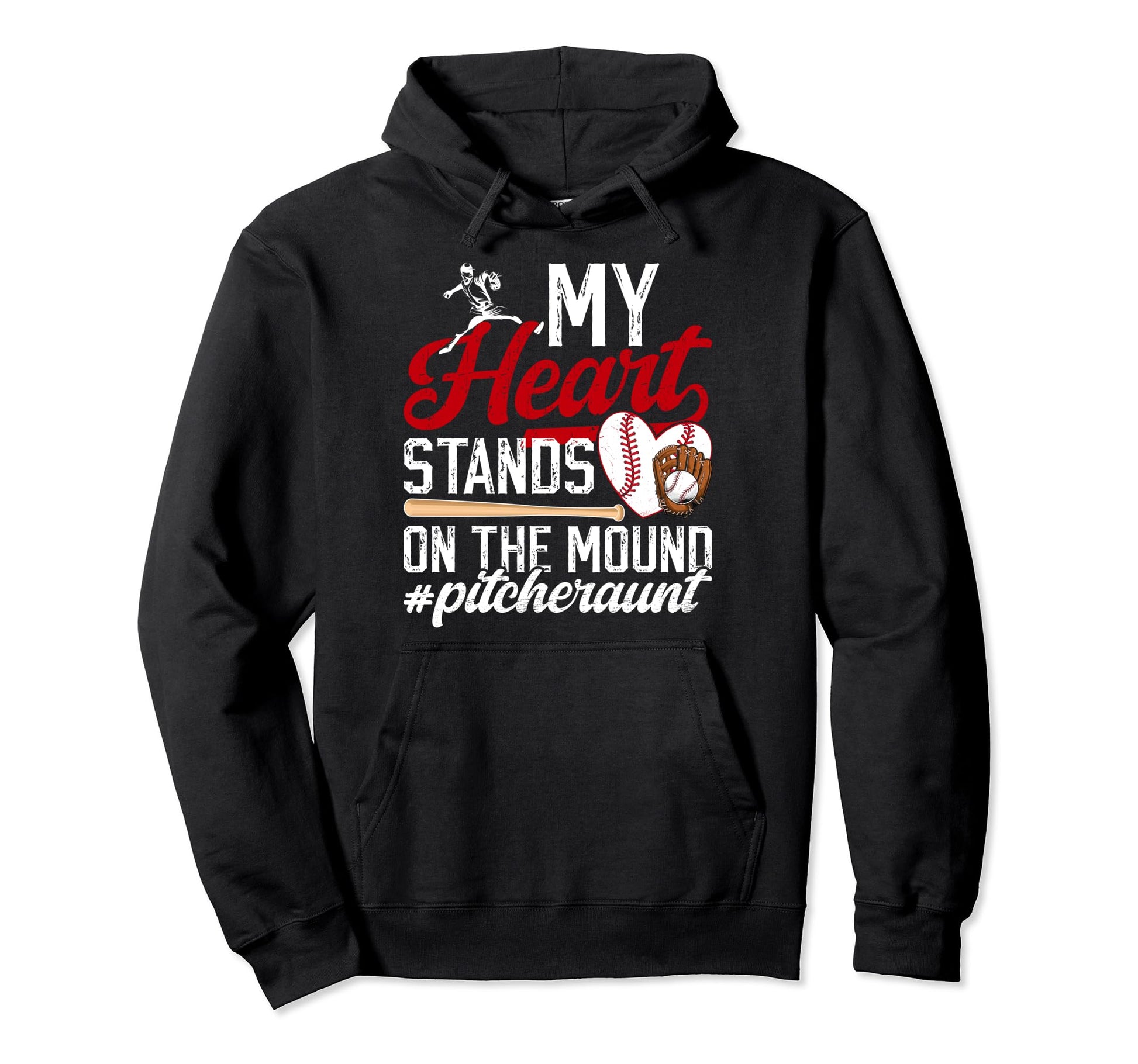 Mound Baseball Pitcher Aunt Baseball Hoodie - Custom Art Print Men Women - T-Shirt, Sweatshirt, Hoodie