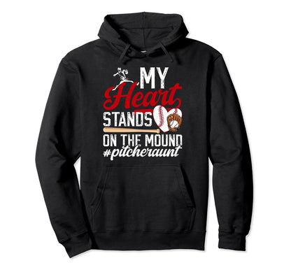 Mound Baseball Pitcher Aunt Baseball Hoodie - Custom Art Print Men Women - T-Shirt, Sweatshirt, Hoodie