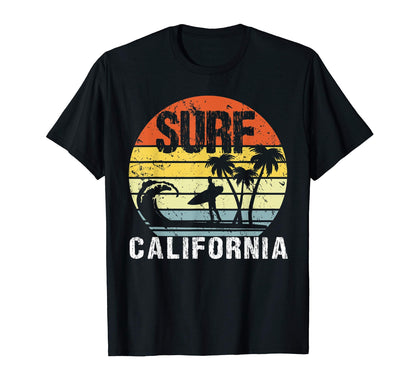 California Ca Skyline Surf Surfing T-Shirt - Minimalist Print Men Women - T-Shirt, Sweatshirt, Hoodie