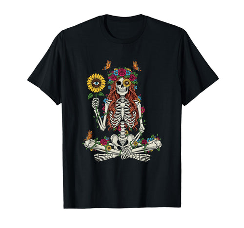 Skull Sunflower Floral Skeleton T-Shirt - Minimalist Print for Adults - T-Shirt, Sweatshirt, Hoodie