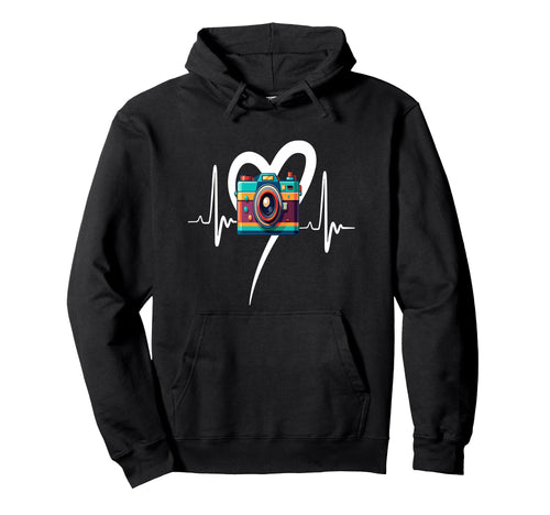 Womens Funny Camera Heartbeat Hoodie - Novelty Apparel for Adults - T-Shirt, Sweatshirt, Hoodie