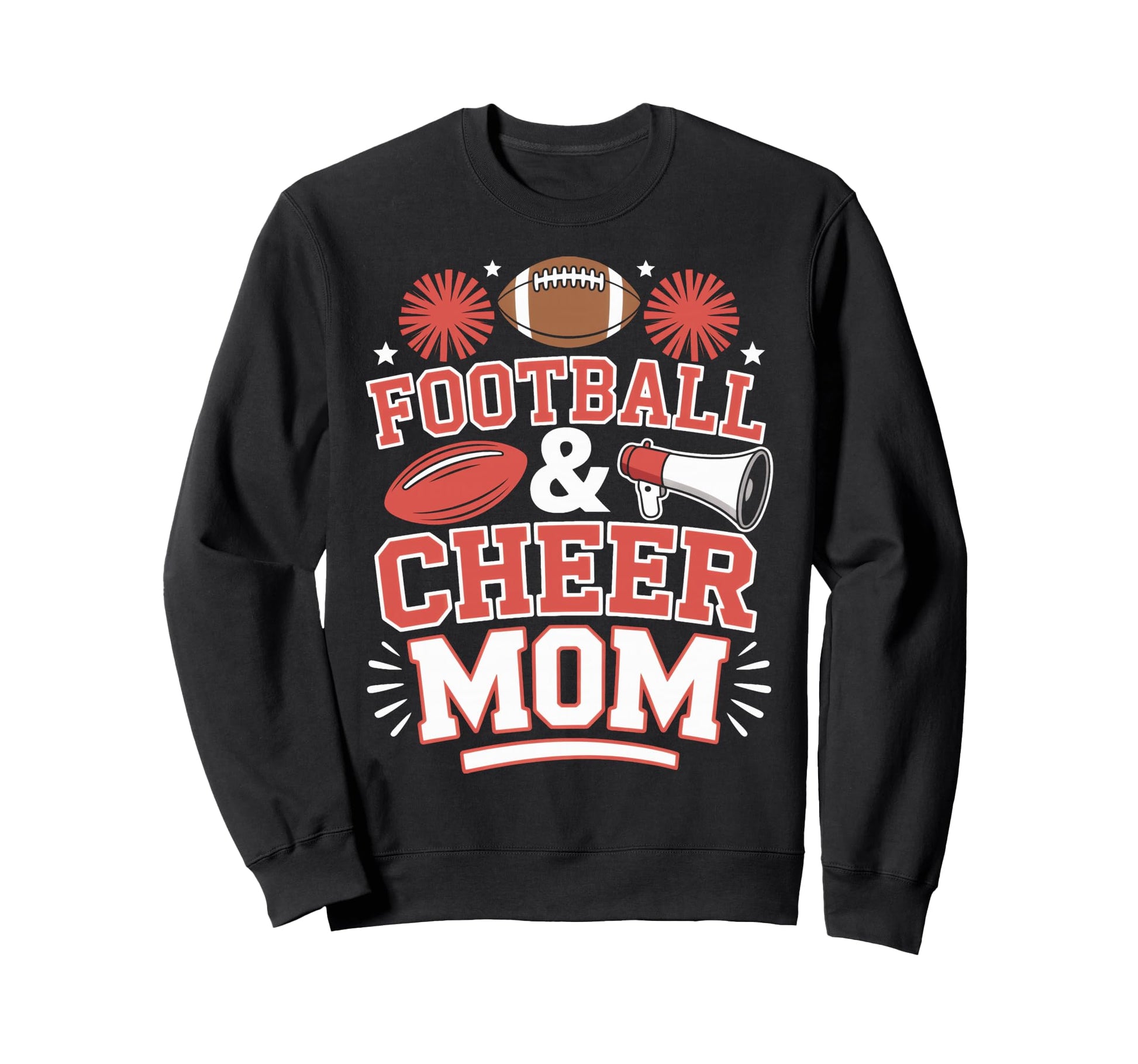 Football And Cheer Mom Game Day Sweatshirt - Trendy Graphic for Adults - T-Shirt, Sweatshirt, Hoodie