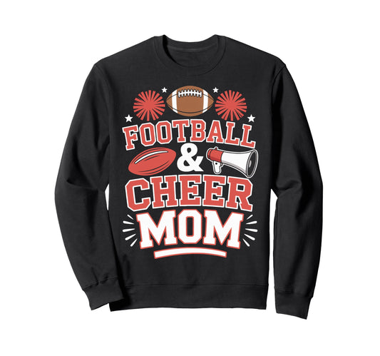 Football And Cheer Mom Game Day Sweatshirt - Trendy Graphic for Adults - T-Shirt, Sweatshirt, Hoodie