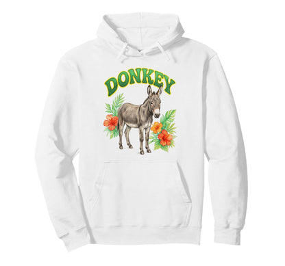 Donkey Groovy Floral Donkey Watercolor Hoodie - Streetwear Style Men Women - T-Shirt, Sweatshirt, Hoodie