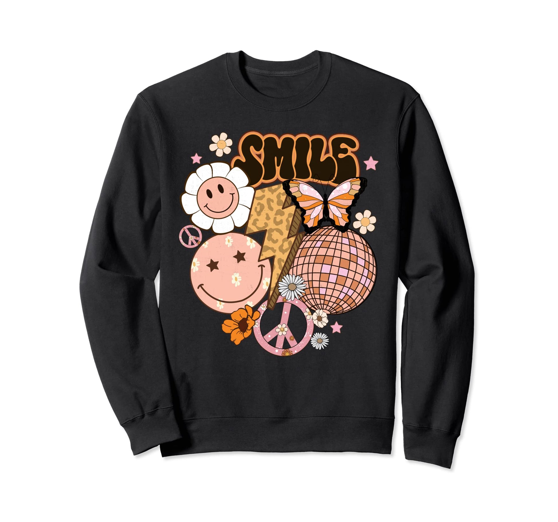 Smile Boho Y2K Peace Lightning Sweatshirt - Custom Art Print Men Women - T-Shirt, Sweatshirt, Hoodie