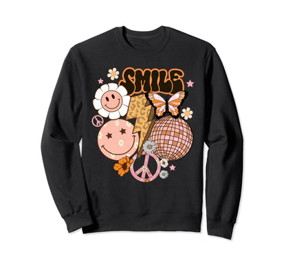 Smile Boho Y2K Peace Lightning Sweatshirt - Custom Art Print Men Women - T-Shirt, Sweatshirt, Hoodie