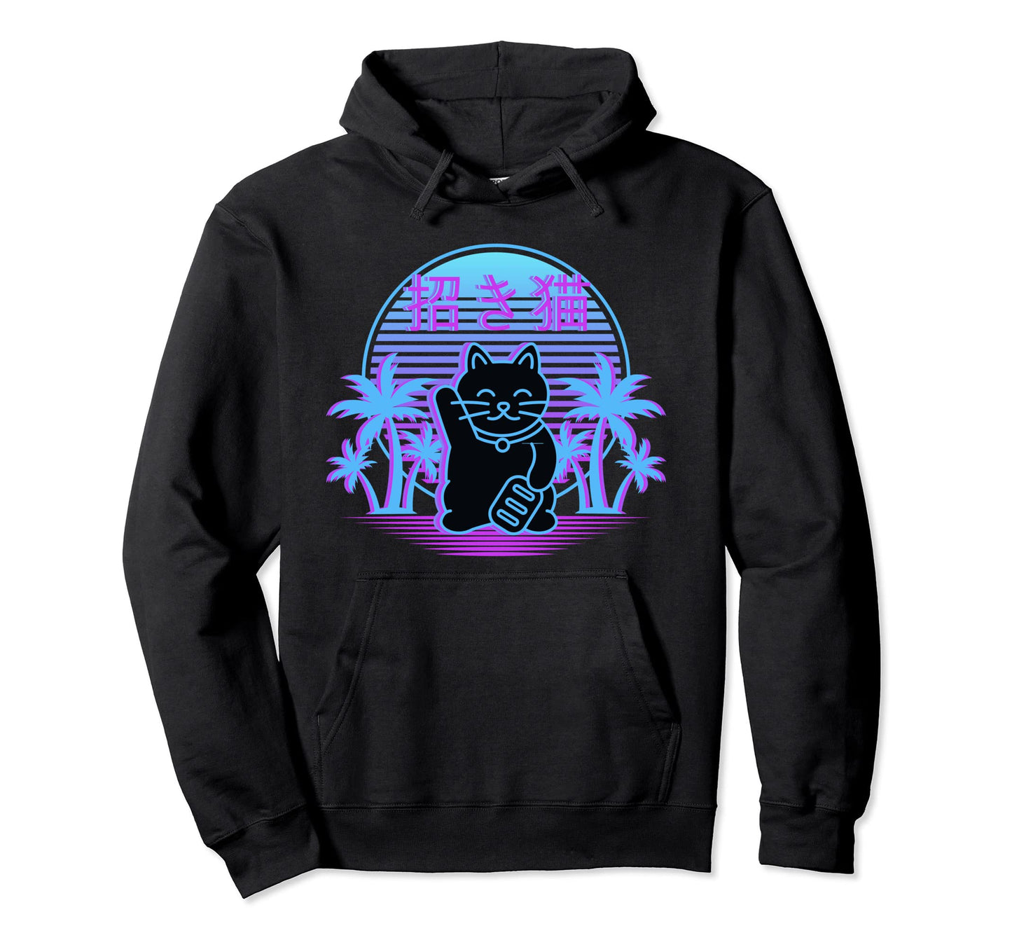 Maneki Neko Lucky Cat 90S Japanese Hoodie - Aesthetic Graphic Unisex - T-Shirt, Sweatshirt, Hoodie
