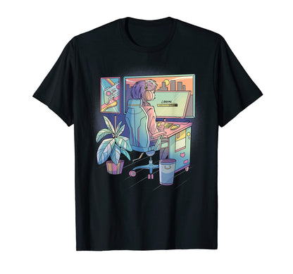 Anime Gamer Gaming Vaporwave Aesthetic T-Shirt - Graphic Print for Adults - T-Shirt, Sweatshirt, Hoodie