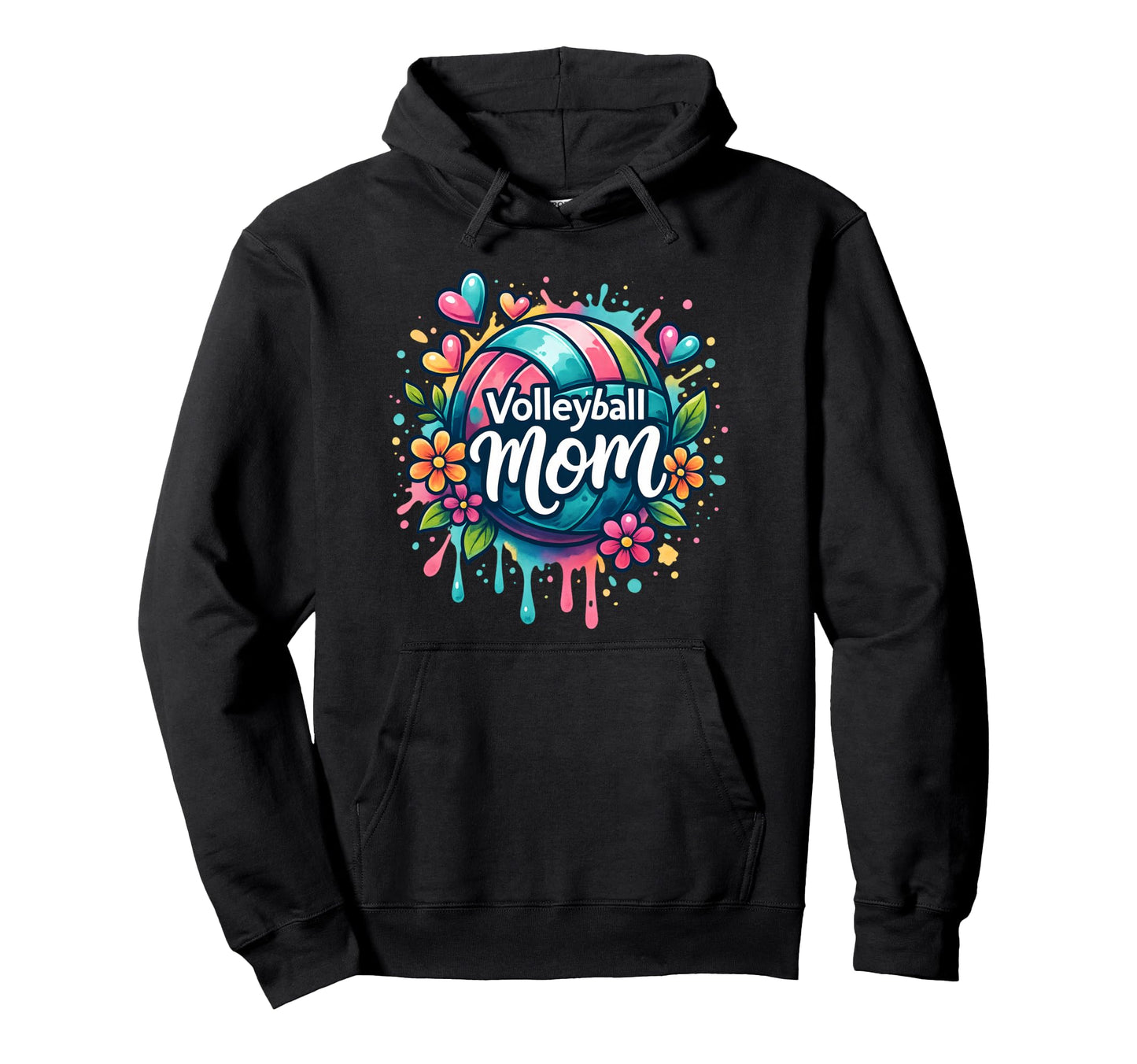 Volleyball Mom Colorful Volleyball Hoodie - Novelty Apparel for Adults - T-Shirt, Sweatshirt, Hoodie
