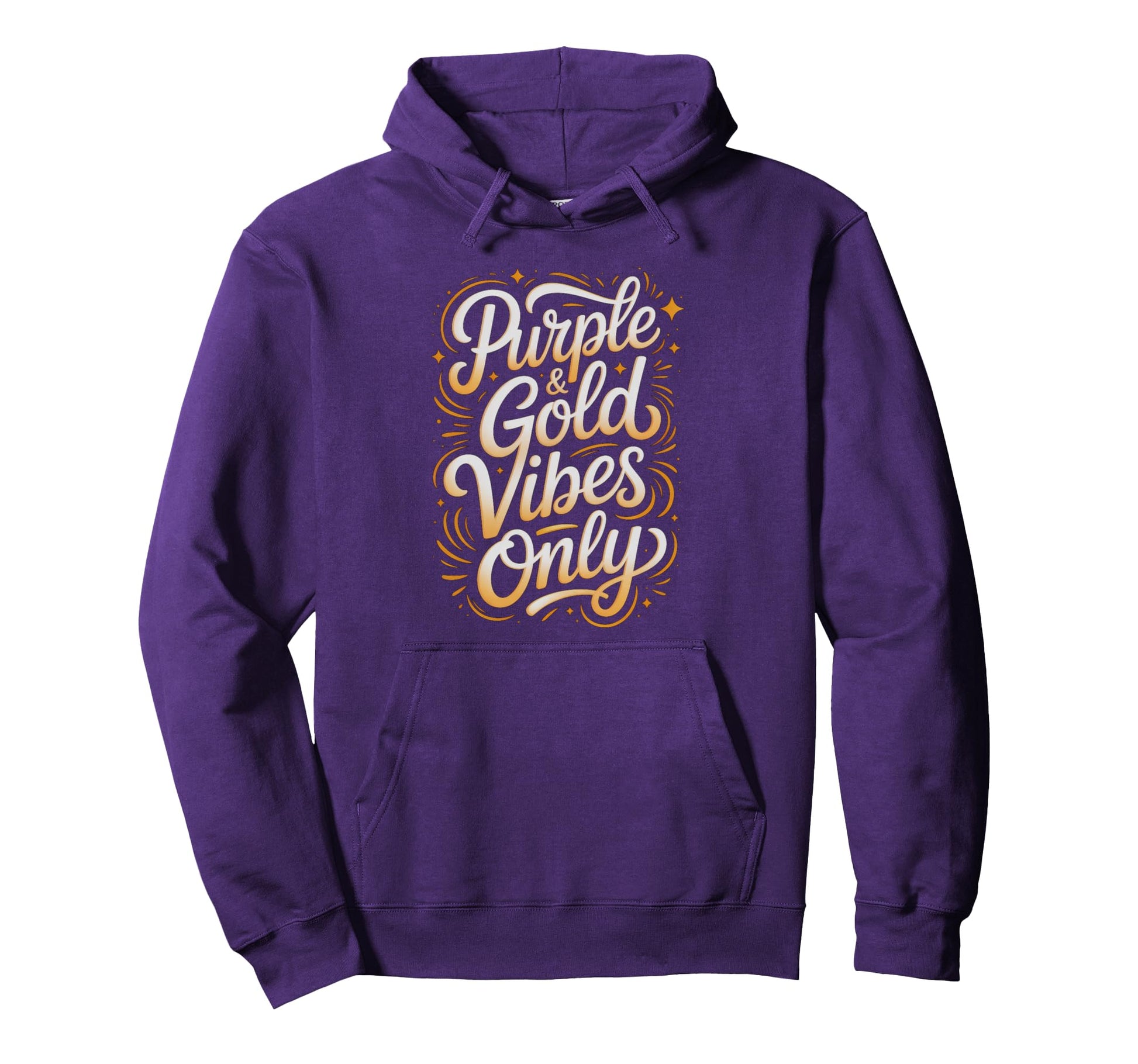 Purple Gold Vibes Only School Spirit Hoodie - Minimalist Print for Adults - T-Shirt, Sweatshirt, Hoodie