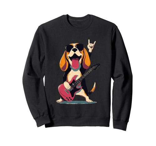 Beagle Dog Rockstar Music Lover Sweatshirt - Novelty Apparel for Adults - T-Shirt, Sweatshirt, Hoodie