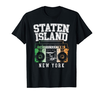 Staten Island New York Nyc Boombox Old T-Shirt - Novelty Apparel Unisex - T-Shirt, Sweatshirt, Hoodie