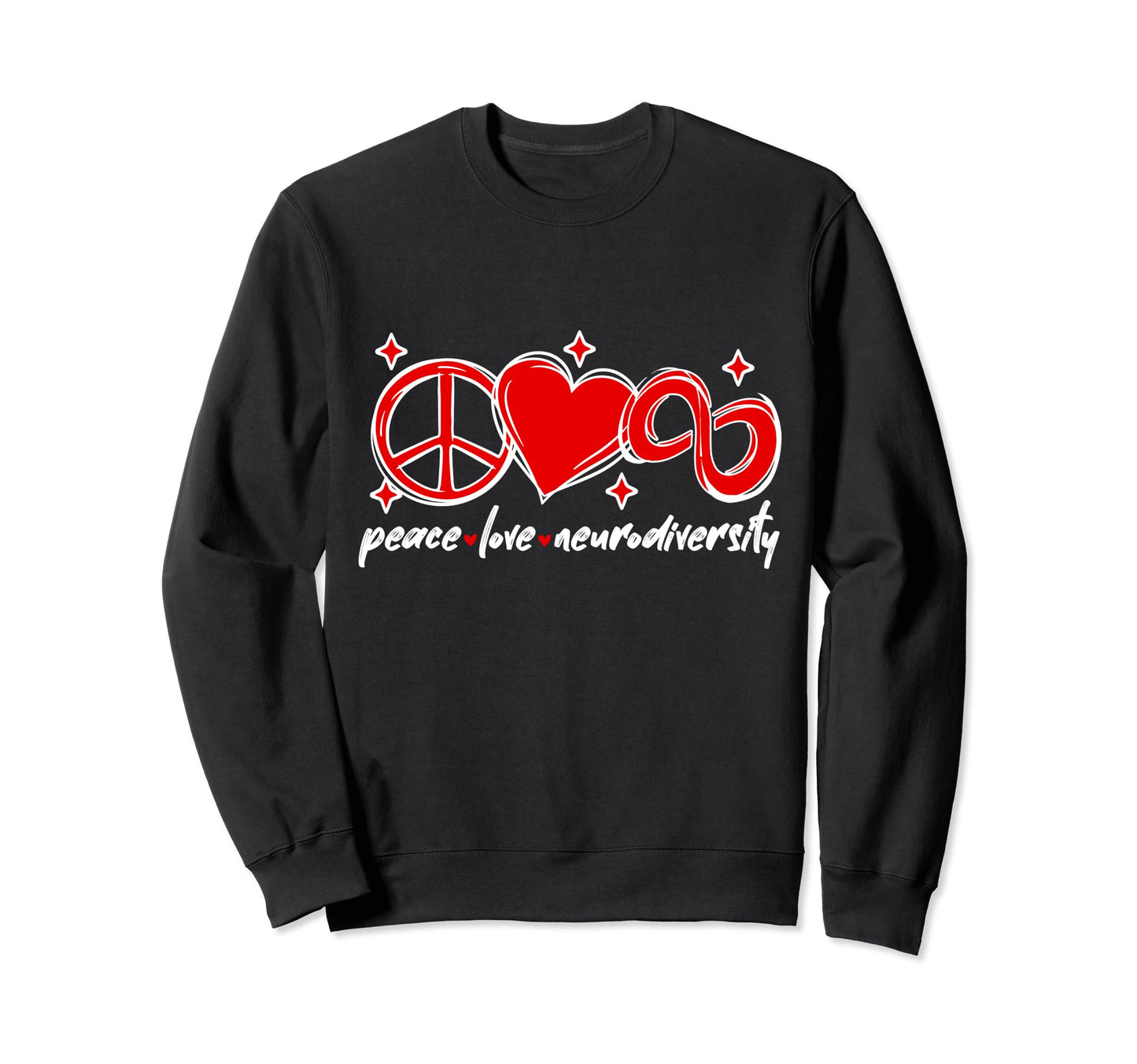 Autism Peace Love Neurodiversity Sweatshirt - Novelty Apparel Men Women - T-Shirt, Sweatshirt, Hoodie