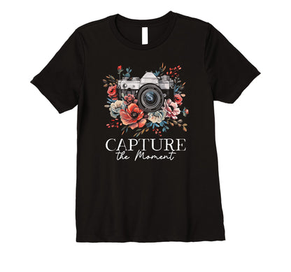 Womens Photographer Capture Moment T-Shirt - Minimalist Print for Adults - T-Shirt, Sweatshirt, Hoodie
