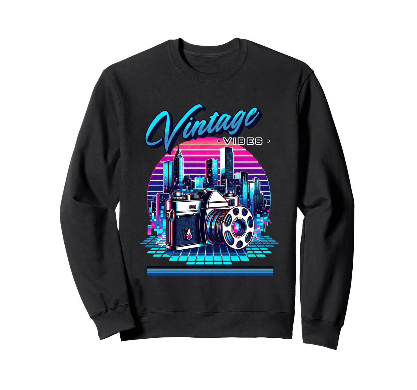Vibes Old Chool Camera 80S Sweatshirt - Aesthetic Graphic for Adults - T-Shirt, Sweatshirt, Hoodie