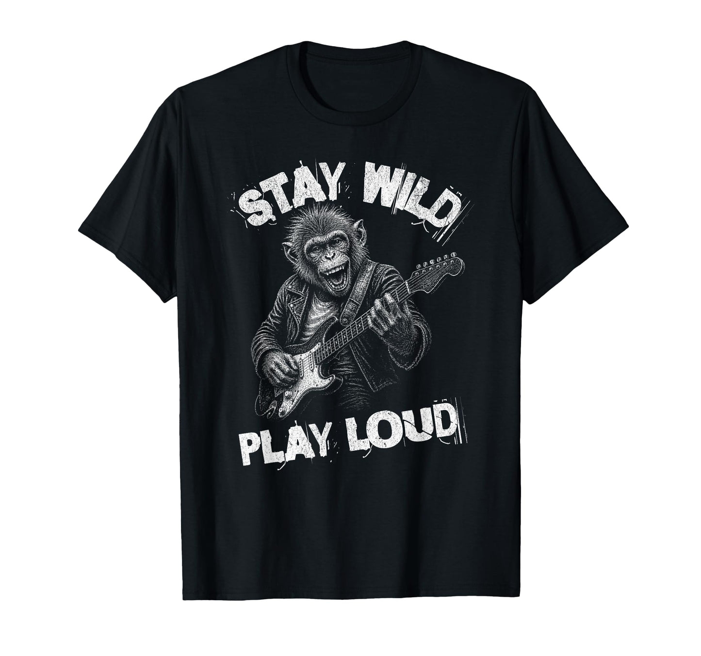 Play Loud Monkey Guitar Funny Animal T-Shirt - Novelty Apparel for Adults - T-Shirt, Sweatshirt, Hoodie