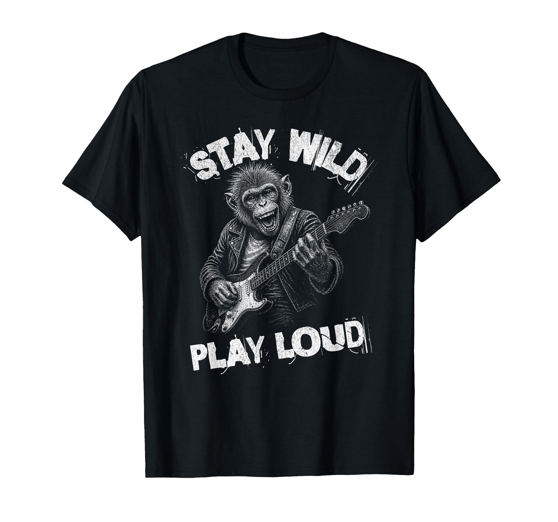 Play Loud Monkey Guitar Funny Animal T-Shirt - Novelty Apparel for Adults - T-Shirt, Sweatshirt, Hoodie