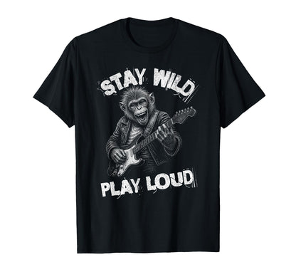 Play Loud Monkey Guitar Funny Animal T-Shirt - Novelty Apparel for Adults - T-Shirt, Sweatshirt, Hoodie