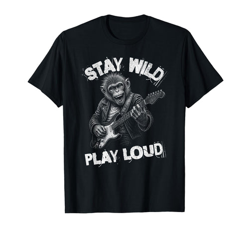 Play Loud Monkey Guitar Funny Animal T-Shirt - Novelty Apparel for Adults - T-Shirt, Sweatshirt, Hoodie