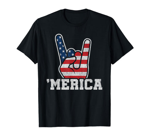 American Flag 4Th July Rock Usa Merica T-Shirt - Unique Graphic Men Women - T-Shirt, Sweatshirt, Hoodie