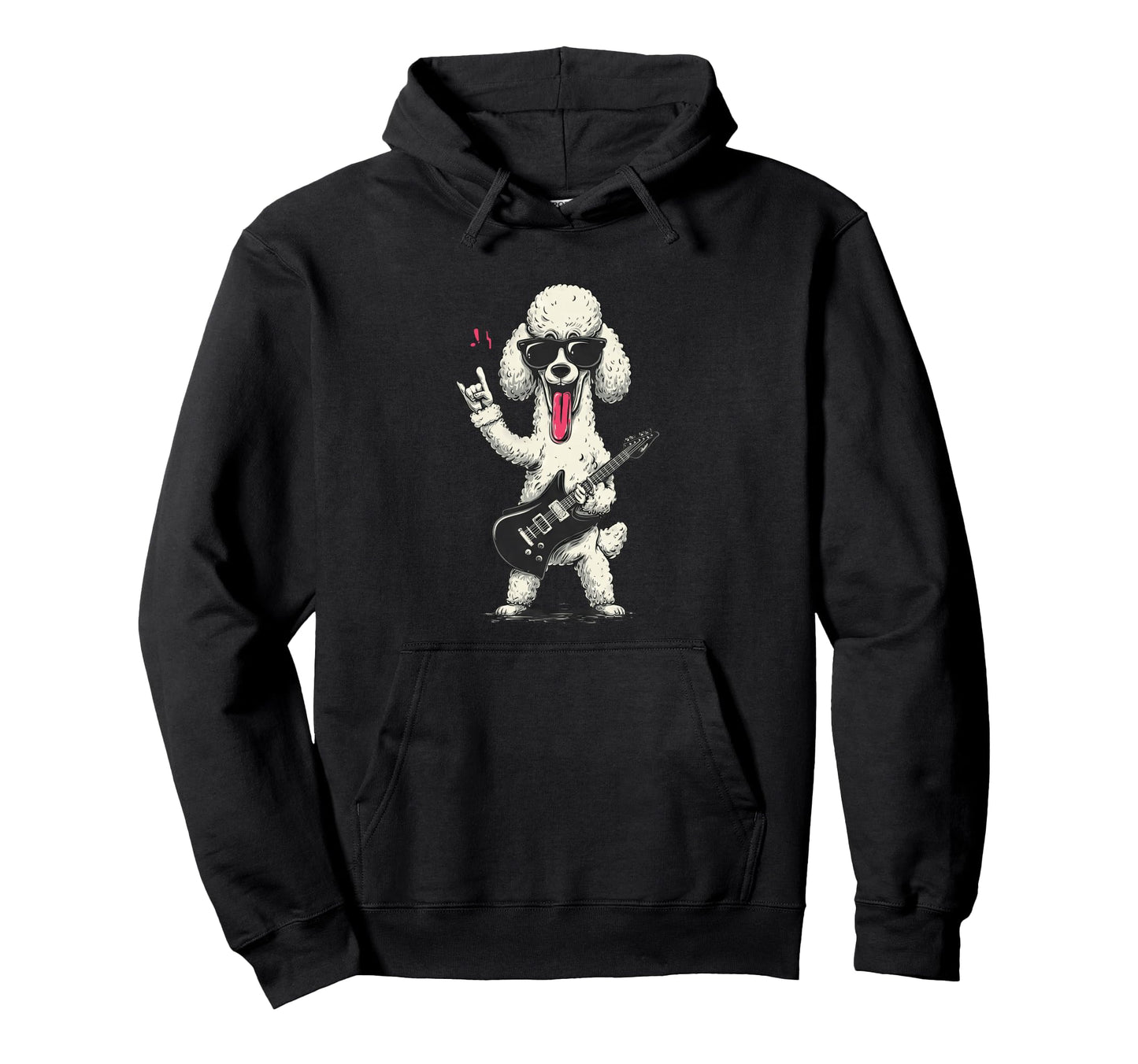 Rockstar Poodle Sunglasses Electric Guitar Hoodie - Trendy Graphic Unisex - T-Shirt, Sweatshirt, Hoodie