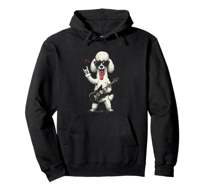 Rockstar Poodle Sunglasses Electric Guitar Hoodie - Trendy Graphic Unisex - T-Shirt, Sweatshirt, Hoodie