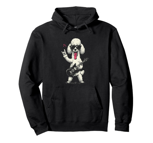 Rockstar Poodle Sunglasses Electric Guitar Hoodie - Trendy Graphic Unisex - T-Shirt, Sweatshirt, Hoodie