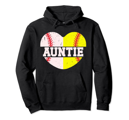 Auntie Baseball Softball Aunt Hoodie - Custom Art Print for Adults - T-Shirt, Sweatshirt, Hoodie