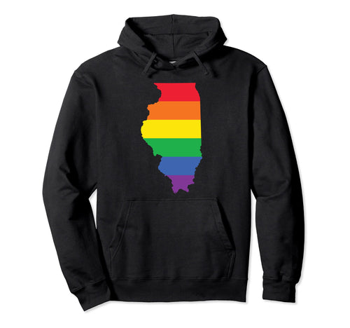 Illinois Lgbtq Rainbow Flag Gay Hoodie - Casual Everyday Wear for Adults - T-Shirt, Sweatshirt, Hoodie