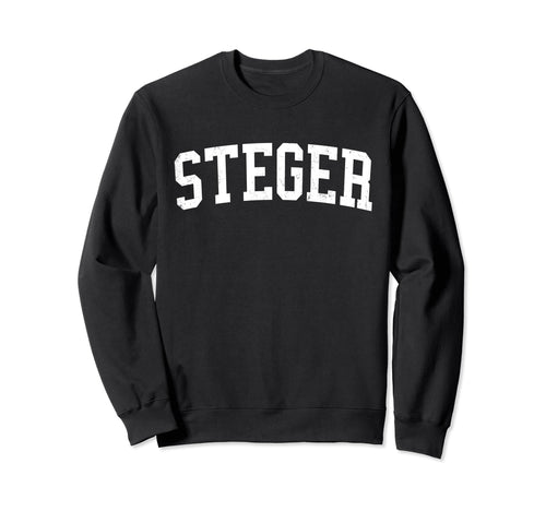 Steger Il Distressed White Varsity Sweatshirt - Streetwear Style Men Women - T-Shirt, Sweatshirt, Hoodie