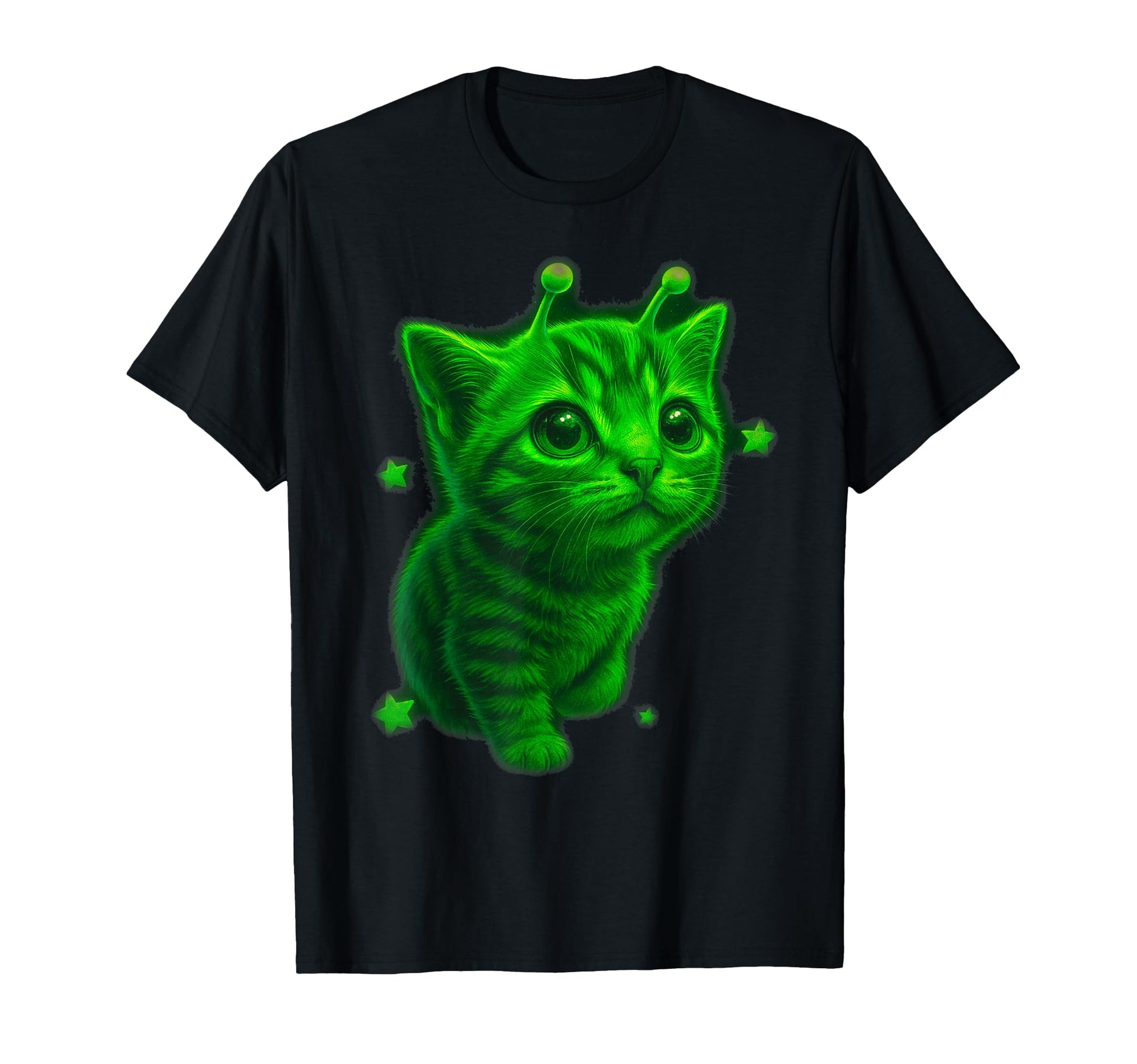 Alien Cat Green Space Kitten Vaporwave T-Shirt - Novelty Apparel Unisex - T-Shirt, Sweatshirt, Hoodie