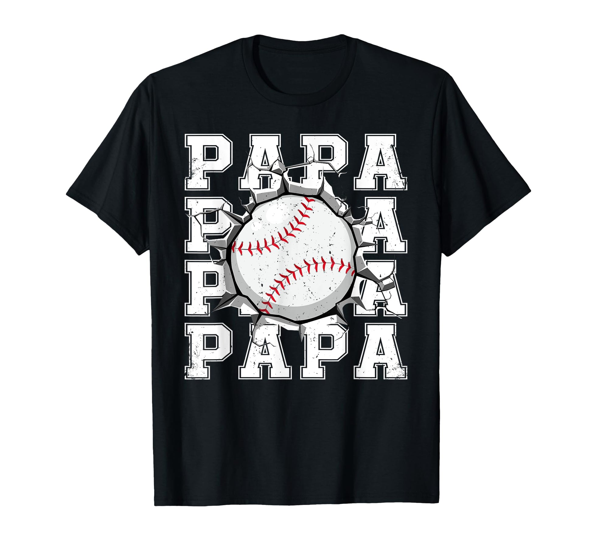 Baseball Papa Cracked Wall Family T-Shirt - Minimalist Print Men Women - T-Shirt, Sweatshirt, Hoodie