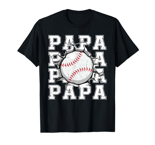 Baseball Papa Cracked Wall Family T-Shirt - Minimalist Print Men Women - T-Shirt, Sweatshirt, Hoodie