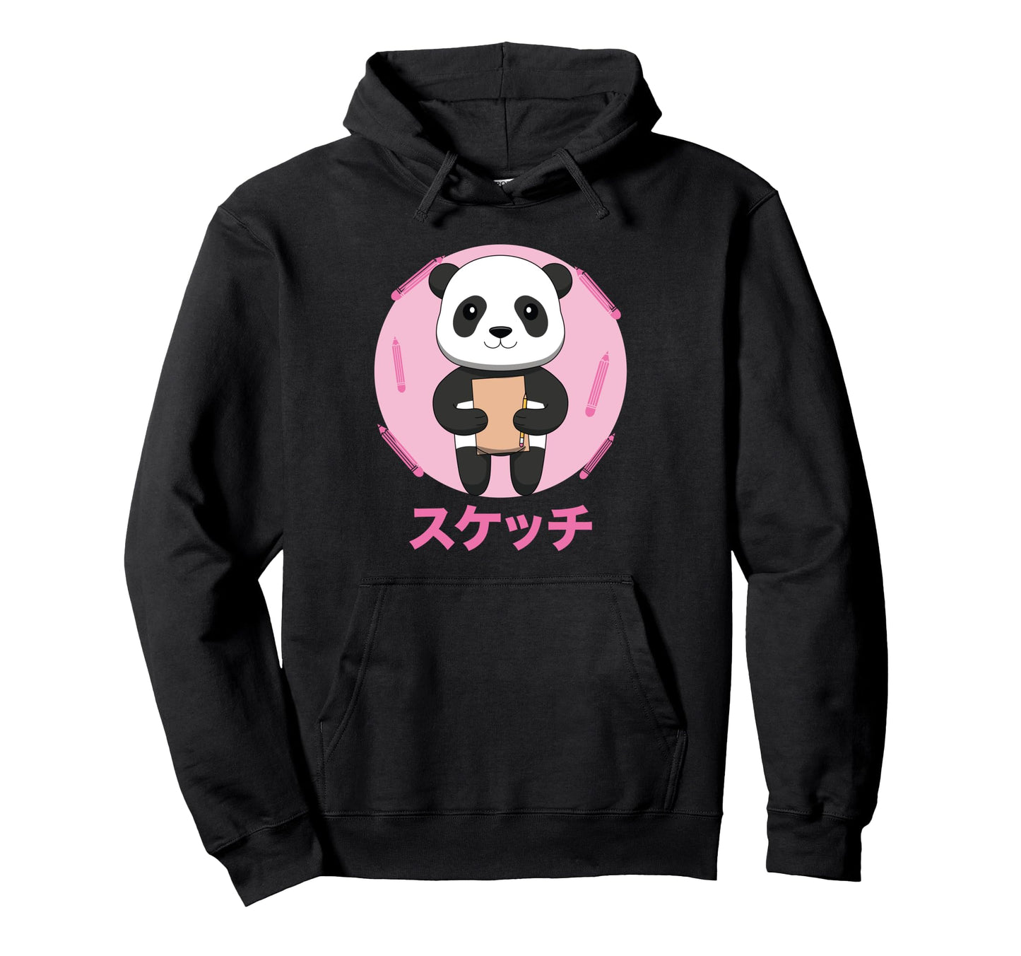 Panda Sketching Vaporwave Aesthetics Hoodie - Fun Novelty Design for Adults - T-Shirt, Sweatshirt, Hoodie