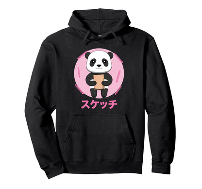 Panda Sketching Vaporwave Aesthetics Hoodie - Fun Novelty Design for Adults - T-Shirt, Sweatshirt, Hoodie