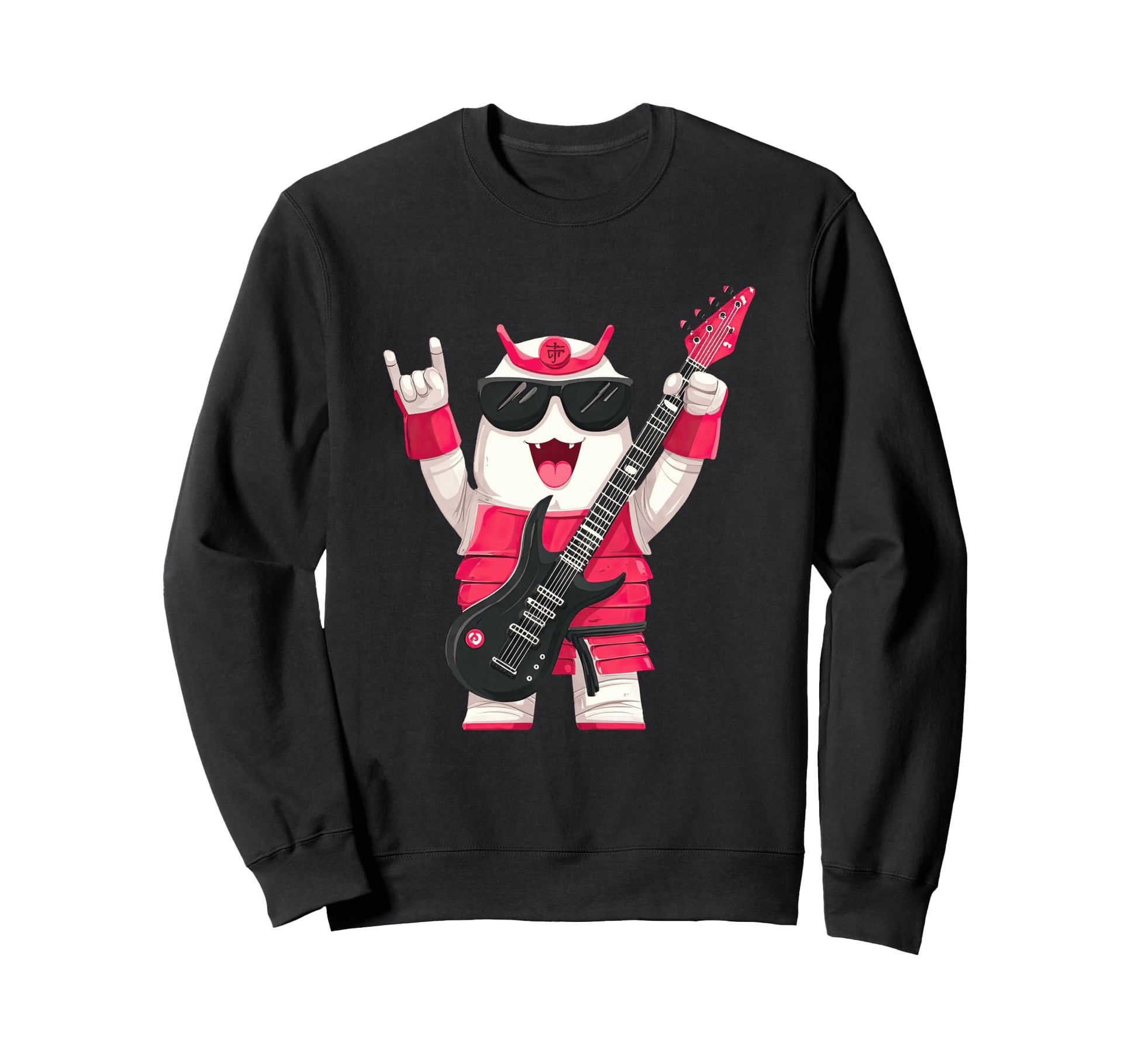 Funny Cartoon Samurai Guitar Player Sweatshirt - Trendy Graphic for Adults - T-Shirt, Sweatshirt, Hoodie