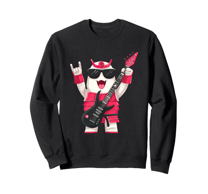 Funny Cartoon Samurai Guitar Player Sweatshirt - Trendy Graphic for Adults - T-Shirt, Sweatshirt, Hoodie