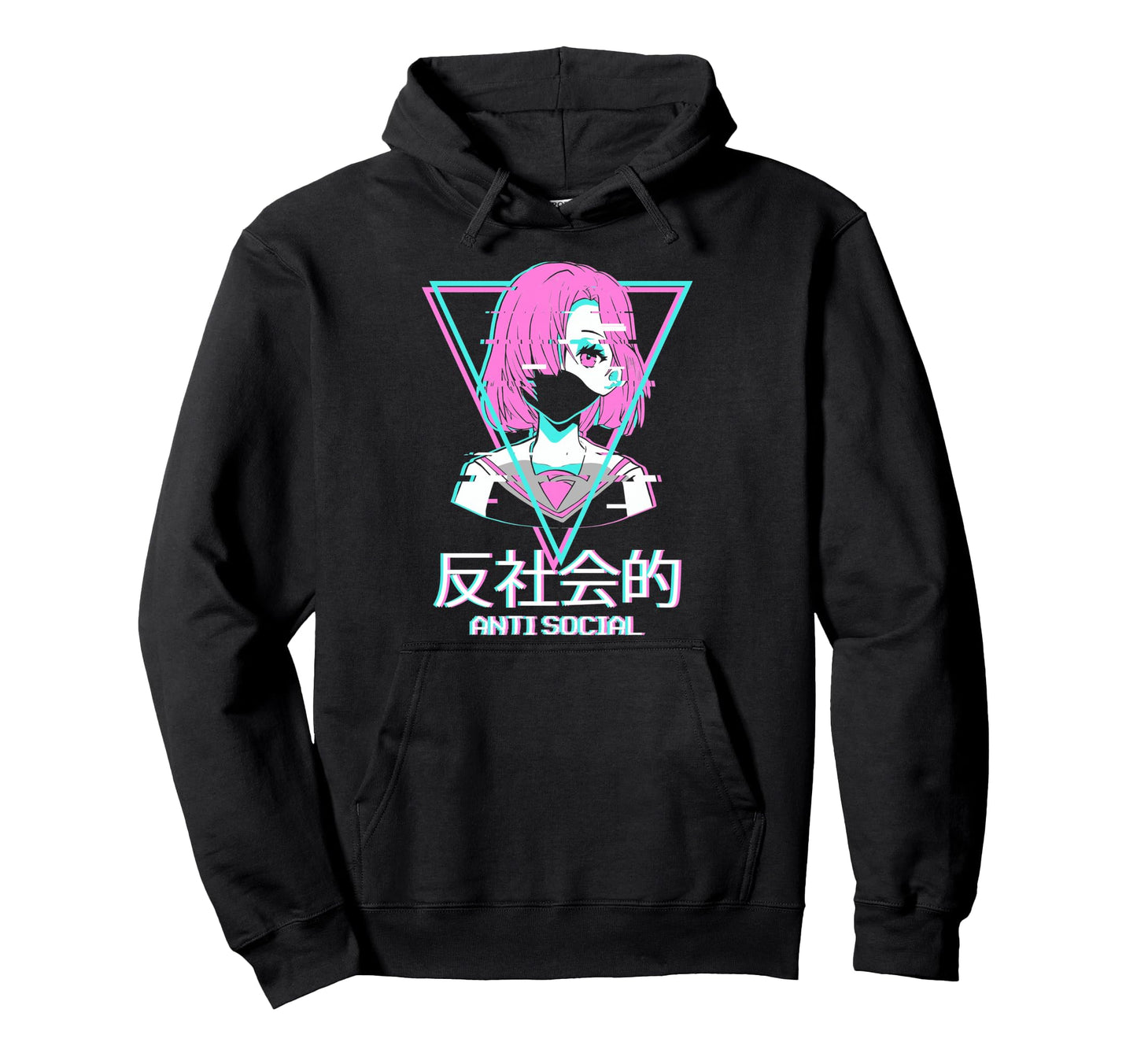 Antisocial Vaporwave Anime Japanese Hoodie - Unique Graphic for Adults - T-Shirt, Sweatshirt, Hoodie