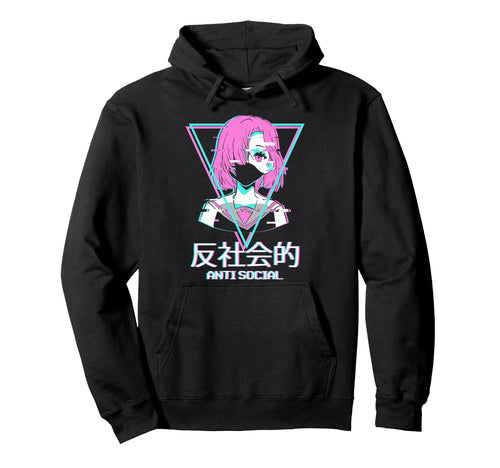 Antisocial Vaporwave Anime Japanese Hoodie - Unique Graphic for Adults - T-Shirt, Sweatshirt, Hoodie