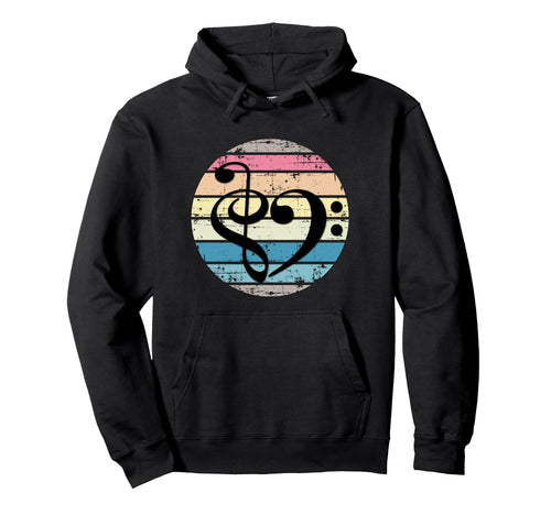 Bold Musical Heart Over Sunset Rainbow Hoodie - Trendy Graphic for Adults - T-Shirt, Sweatshirt, Hoodie
