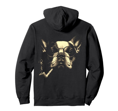 French Bulldog Glasses Smoking Hoodie - Casual Everyday Wear for Adults - T-Shirt, Sweatshirt, Hoodie