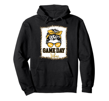 Black Gold Game Day Vibes Football Leopard Hoodie - Minimalist Print Unisex - T-Shirt, Sweatshirt, Hoodie