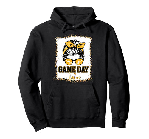 Black Gold Game Day Vibes Football Leopard Hoodie - Minimalist Print Unisex - T-Shirt, Sweatshirt, Hoodie